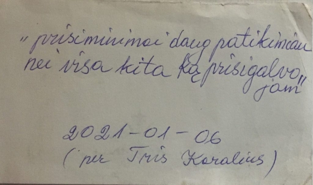 Aurelijos perrašytos A.A. Jonyno soneto eilutės-priminimas ir pguoda visiems bendrakeleiviams